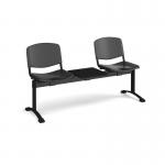 Taurus plastic seating - bench 3 wide with 2 seats and table - black