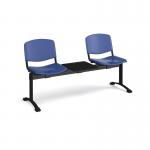 Taurus plastic seating - bench 3 wide with 2 seats and table - blue TAU-P-B3T-PB