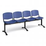 Taurus plastic seating - bench 4 wide with 4 seats - blue