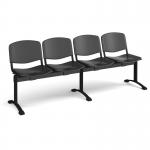 Taurus plastic seating - bench 4 wide with 4 seats - black TAU-P-B4-PK