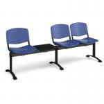 Taurus plastic seating - bench 4 wide with 3 seats and table - blue TAU-P-B4T-B