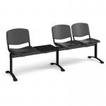Taurus plastic seating - bench 4 wide with 3 seats and table - black