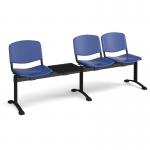 Taurus plastic seating - bench 4 wide with 3 seats and table - blue TAU-P-B4T-PB