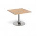 Trumpet base square extension table 1000mm x 1000mm - chrome base, beech top TB10-C-B