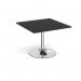 Trumpet base square extension table 1000mm x 1000mm - chrome base, black top TB10-C-BK