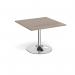 Trumpet base square extension table 1000mm x 1000mm - chrome base, Barcelona walnut top TB10-C-BW