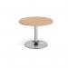 Trumpet base circular boardroom table 1000mm - chrome base, beech top TB10C-C-B