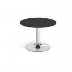 Trumpet base circular boardroom table 1000mm - chrome base, black top TB10C-C-BK