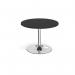 Trumpet base circular boardroom table 1000mm - chrome base, black top TB10C-C-BK
