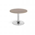 Trumpet base circular boardroom table 1000mm - chrome base, Barcelona walnut top TB10C-C-BW