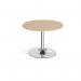 Trumpet base circular boardroom table 1000mm - chrome base, kendal oak top TB10C-C-KO