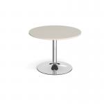 Trumpet base circular boardroom table 1000mm - chrome base, light grey top TB10C-C-LG