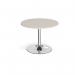 Trumpet base circular boardroom table 1000mm - chrome base, light grey top TB10C-C-LG