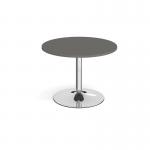 Trumpet base circular boardroom table 1000mm - chrome base, onyx grey top TB10C-C-OG