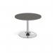 Trumpet base circular boardroom table 1000mm - chrome base, onyx grey top TB10C-C-OG