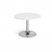 Trumpet base circular boardroom table 1000mm - chrome base, white top TB10C-C-WH