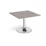 Trumpet base square extension table 1000mm x 1000mm - chrome base, grey oak top TB10-C-GO