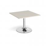 Trumpet base square extension table 1000mm x 1000mm - chrome base, light grey top TB10-C-LG