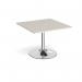 Trumpet base square extension table 1000mm x 1000mm - chrome base, light grey top TB10-C-LG