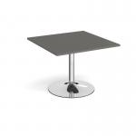 Trumpet base square extension table 1000mm x 1000mm - chrome base, onyx grey top TB10-C-OG