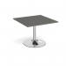 Trumpet base square extension table 1000mm x 1000mm - chrome base, onyx grey top TB10-C-OG