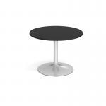 Trumpet base circular boardroom table 1000mm - silver base, black top TB10C-S-BK