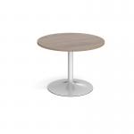 Trumpet base circular boardroom table 1000mm - silver base, Barcelona walnut top TB10C-S-BW