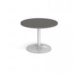 Trumpet base circular boardroom table 1000mm - silver base, onyx grey top TB10C-S-OG