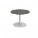 Trumpet base circular boardroom table 1000mm - silver base, onyx grey top TB10C-S-OG