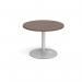 Trumpet base circular boardroom table 1000mm - silver base, walnut top TB10C-S-W