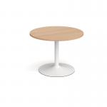 Trumpet base circular boardroom table 1000mm - white base, beech top TB10C-WH-B