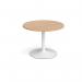 Trumpet base circular boardroom table 1000mm - white base, beech top TB10C-WH-B