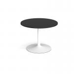Trumpet base circular boardroom table 1000mm - white base, black top TB10C-WH-BK