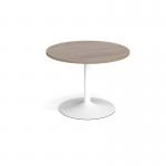 Trumpet base circular boardroom table 1000mm - white base, Barcelona walnut top TB10C-WH-BW