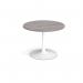 Trumpet base circular boardroom table 1000mm - white base, grey oak top TB10C-WH-GO