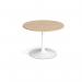 Trumpet base circular boardroom table 1000mm - white base, kendal oak top TB10C-WH-KO