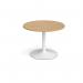 Trumpet base circular boardroom table 1000mm - white base, oak top TB10C-WH-O