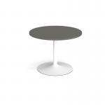 Trumpet base circular boardroom table 1000mm - white base, onyx grey top TB10C-WH-OG