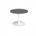 Trumpet base circular boardroom table 1000mm - white base, onyx grey top TB10C-WH-OG