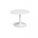 Trumpet base circular boardroom table 1000mm - white base and white top