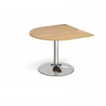 Trumpet base radial extension table 1000mm x 1000mm - chrome base and oak top
