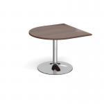 Trumpet base radial extension table 1000mm x 1000mm - chrome base and walnut top