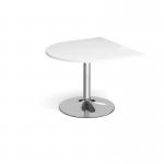 Trumpet base radial extension table 1000mm x 1000mm - chrome base and white top