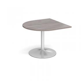Trumpet base radial extension table 1000mm x 1000mm - silver base, grey oak top TB10D-S-GO