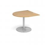 Trumpet base radial extension table 1000mm x 1000mm - silver base and oak top