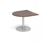 Trumpet base radial extension table 1000mm x 1000mm - silver base and walnut top