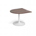 Trumpet base radial extension table 1000mm x 1000mm - white base and walnut top