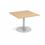 Trumpet base square extension table 1000mm x 1000mm - oak