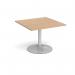 Trumpet base square extension table 1000mm x 1000mm - silver base, beech top TB10-S-B