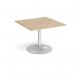 Trumpet base square extension table 1000mm x 1000mm - silver base, kendal oak top TB10-S-KO
